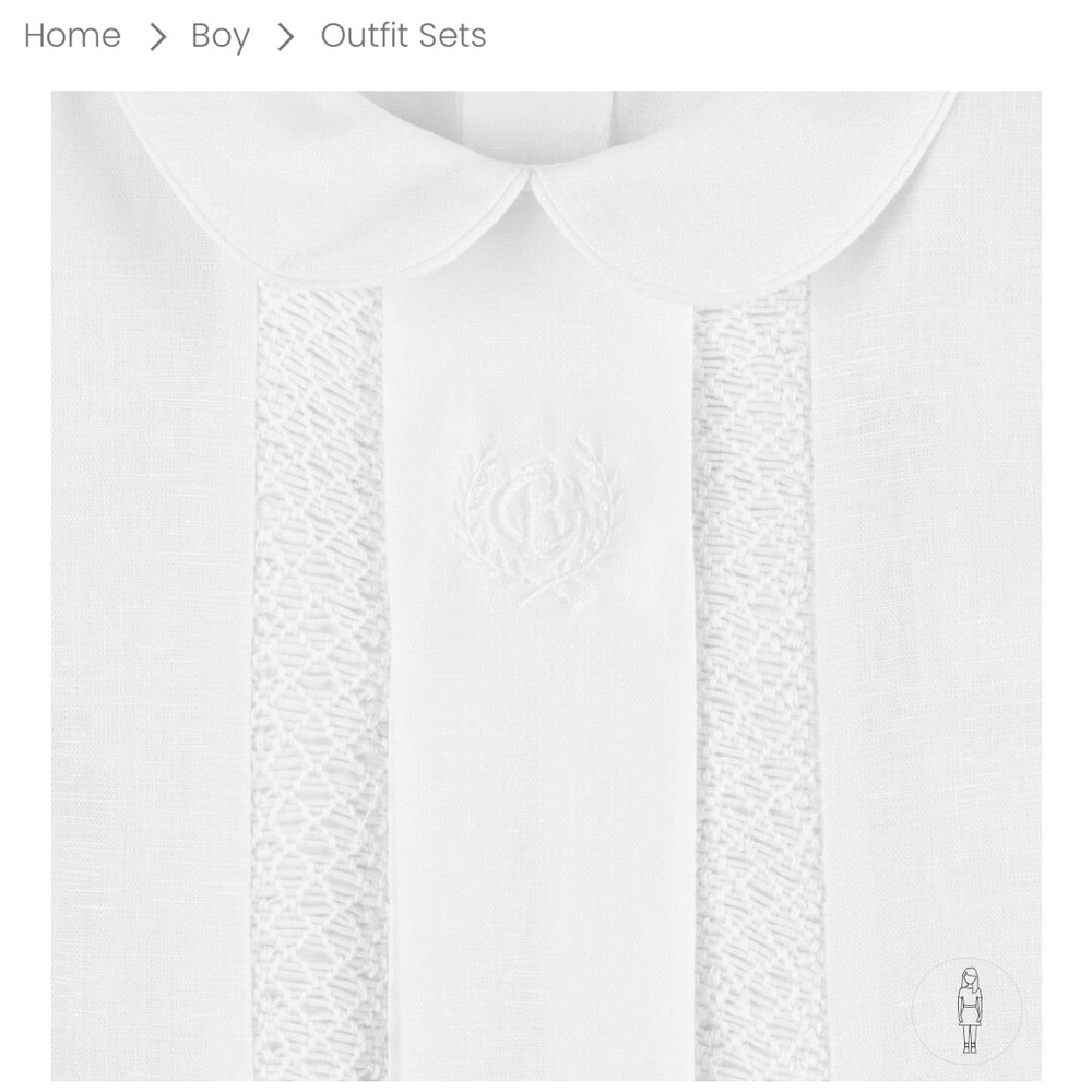 NEW! Beatrice & George Boys White Linen & Cotton Buster Suit